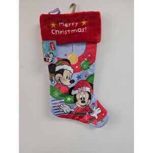 Disney Mickey & Minnie Mouse Christmas Stocking Red & Purple 17 Inch